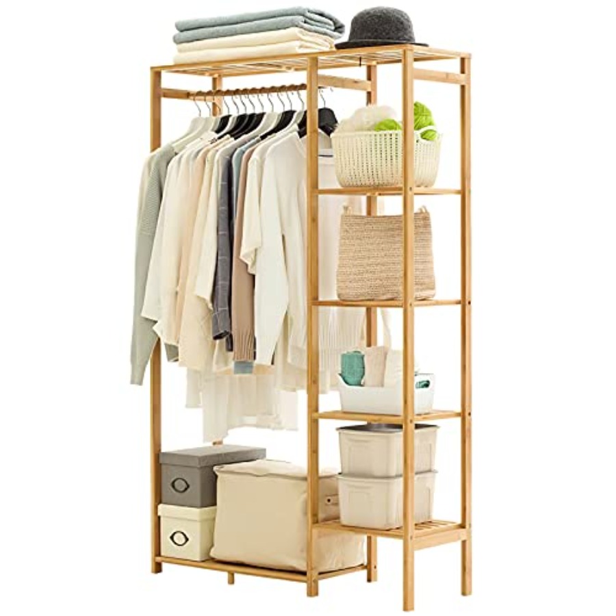 Baby Clothing Organizer - Bamboo Clothing Rack with 6 Tier