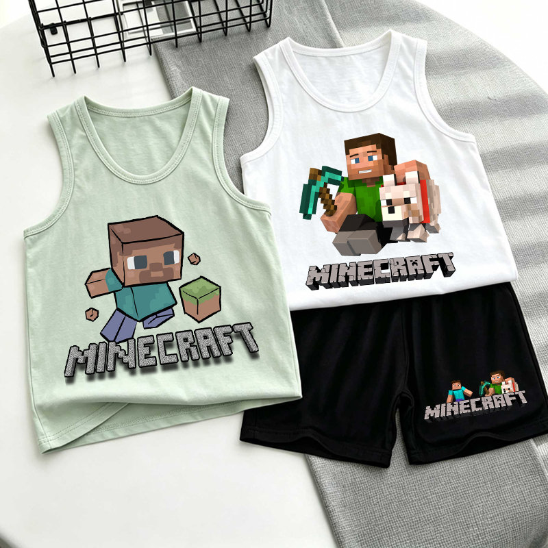 Baby Clothing Sets Boy - Minecrafted Children Vest+shorts Set Boy Baby