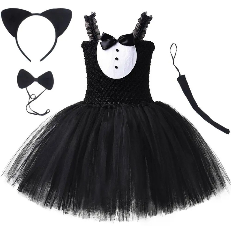 Baby Z Clothing - White Black Cat Tutu Dress for
