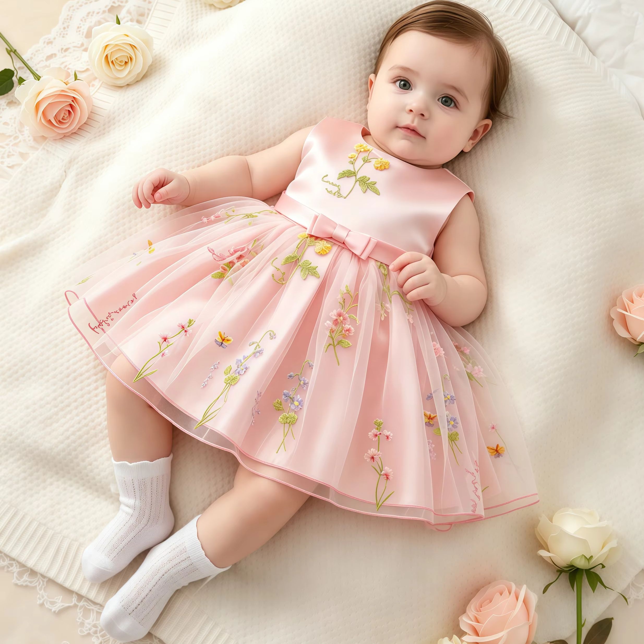 Baby Z Clothing - Baby Girls Party Dresses Embroidery Butterfly