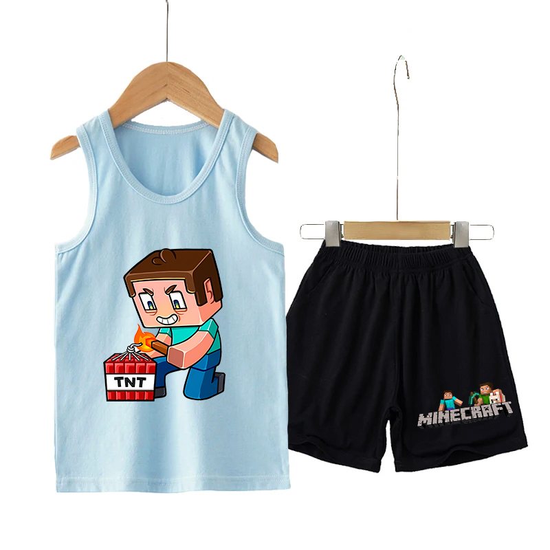 Minecrafted Children Vest+shor - Baby Clothing Sets Boy ulasan dan harga
