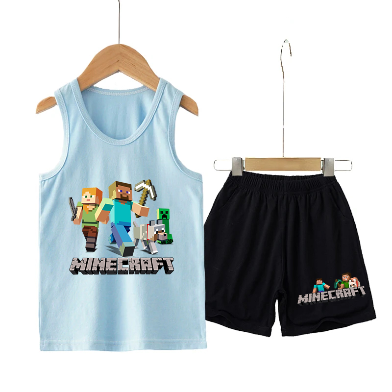 Minecrafted Children Vest+shor - Baby Clothing Sets Boy ulasan dan harga