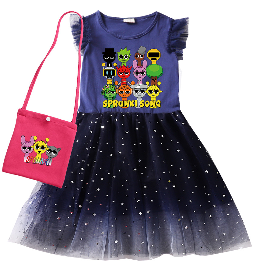 Cute Sprunki Cartoon Kids Dres - Baby Clothing Line ulasan dan harga