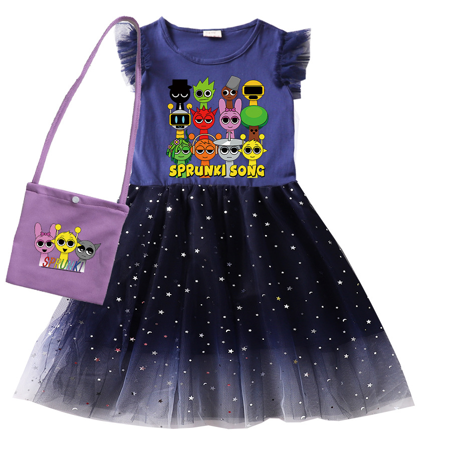 Cute Sprunki Cartoon Kids Dres - Baby Clothing Line ulasan dan harga
